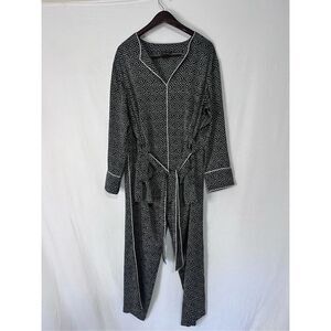 Natori 2 piece silky lounge set pullover top belted pajamas satin feel sz Large